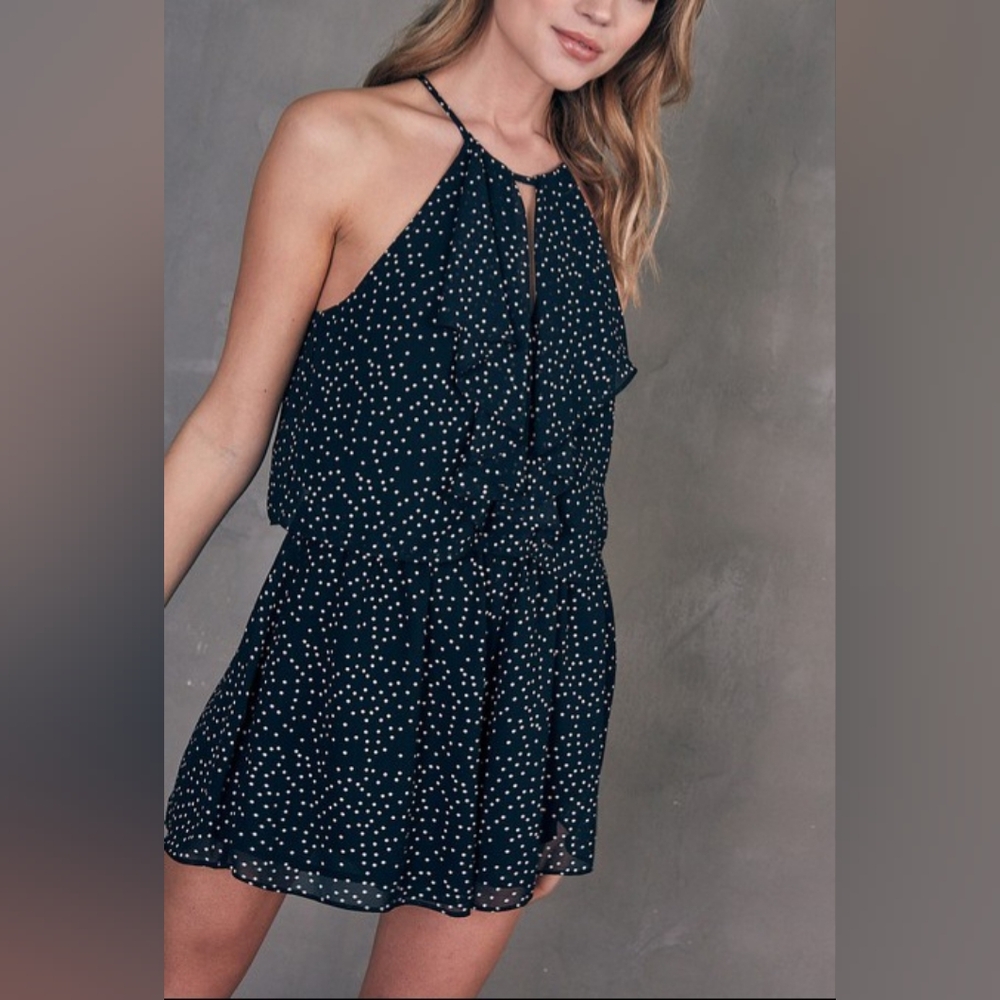 Black Polka Dot Halter Romper - Picture 2 of 2